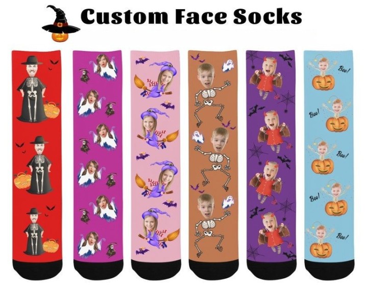 Custom Face Socks-Halloween Socks ,Personalized Socks,Custom Funny Halloween Socks, Custom Printed Socks,Funny Socks,Custom Halloween Gift