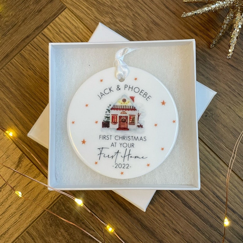 Personalised First Christmas In New Home Bauble - First Christmas In First Home Ornament - First Christmas At New Home Christmas Decoration