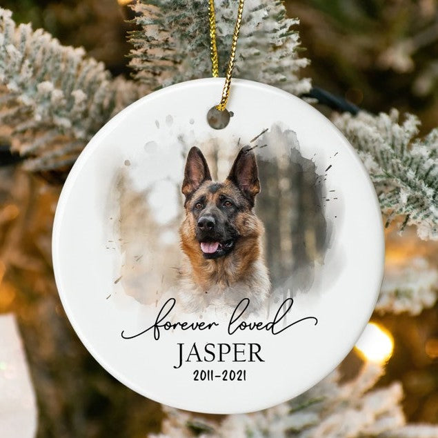 Dog Memorial Ornament, Custom Dog Photo Ornament, Pet Memorial Gifts, Dog Christmas Ornaments, Dog Loss Keepsake, Forever Loved Ornament