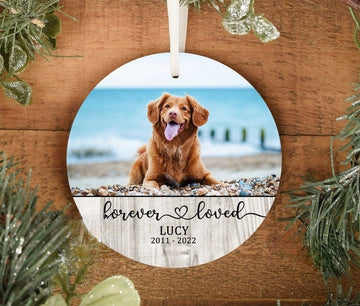 Custom Porcelain Dog Ornament Personalized, Dog Photo Gift, Pet Lover Gift, Forever Loved, Dog Memorial Gift, Photo Ornament, Keepsake Gift