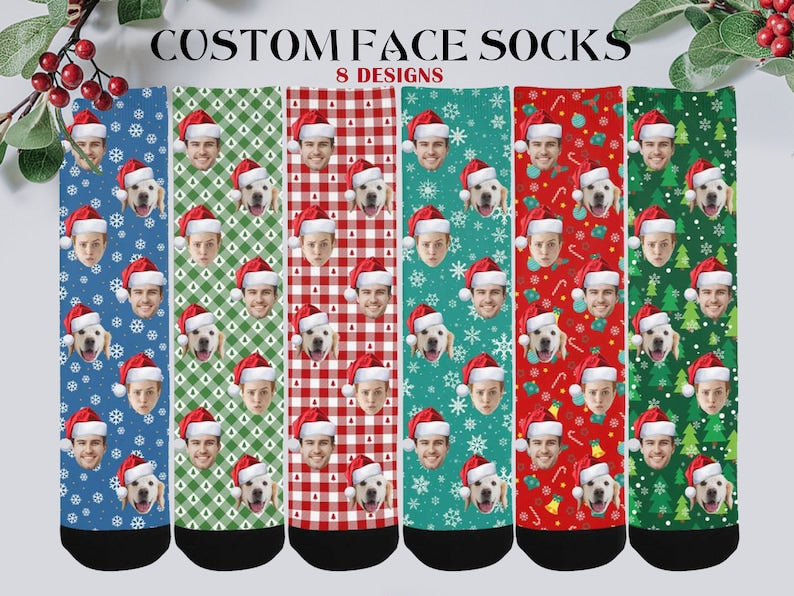 Personalized Christmas Face Socks, Custom Face on Socks,Family Face on Socks, Birthday Socks Gift,Multiple Colors,Christmas gifts,Face Socks