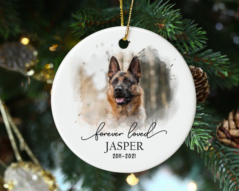 Dog Memorial Ornament, Custom Dog Photo Ornament, Pet Memorial Gifts, Dog Christmas Ornaments, Dog Loss Keepsake, Forever Loved Ornament