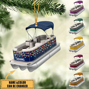 Personalized Pontoon Ornament Boat Ornament Tree Hanging Decor Christmas Acrylic Flat Ornament For Pontoon Lover