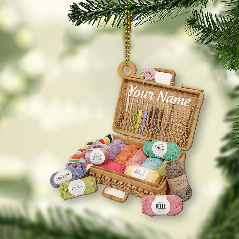 Personalized Knitting Yarns Box Ornament Christmas Knitting Accessories Christmas Tree Ornament Hanging Decoration House Xmas