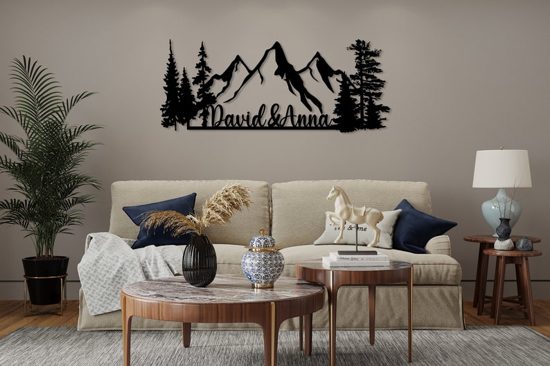 Personalized Mountain Metal Wall Art, Custom Nature and Forest Decor, Man Cave Wall Sign, Personalized Gift, Unique Home Decor, Outdoor Art