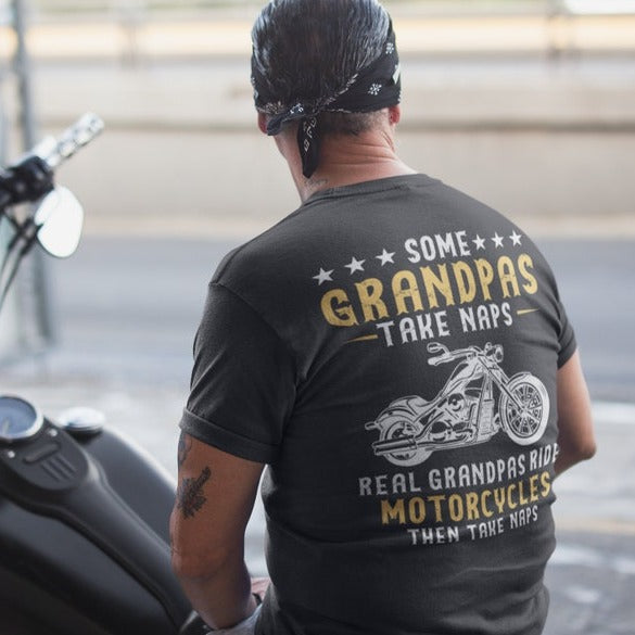 Biker Grandpa Shirt For Fathers day, Birthday Gift, Real Grandpas Ride Motorcycles Then Take Naps Shirt, Funny Biker Shirt, Granddad Gift 2