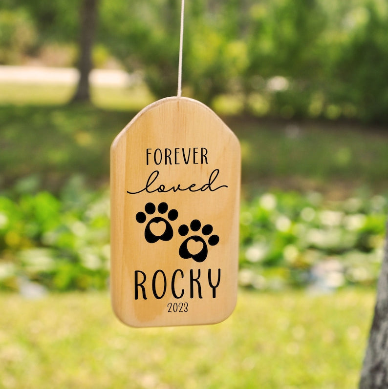 Forever Loved Personalized Wind Chimes, Pet Memorial Wind Chime, Pet Gift, Remembrance Wind Chime, Bereavement Gift, In Memory, Dog Loss, Pet Loss