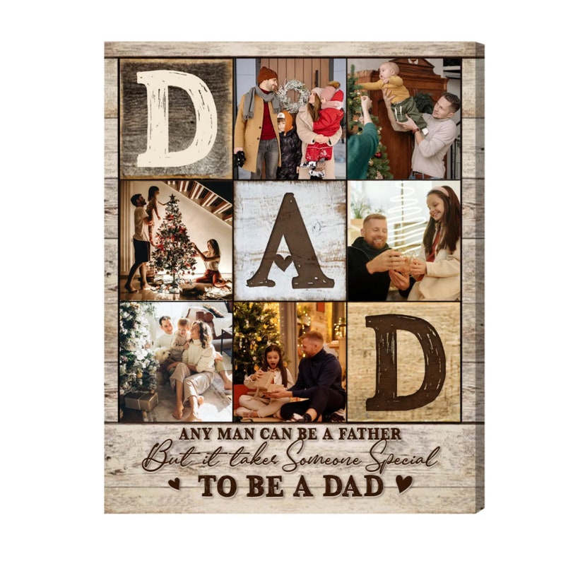 Personalized Gifts For Dad Photo Collage Canvas, Father's Day Gifts From Kids, Gift From Wife, Dad Birthday Gifts, Anniversary Gifts For Him