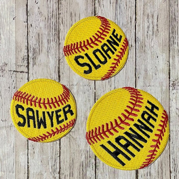 Softball Baseball Personalized Embroidered Patch, Custom Applique Name Tag School