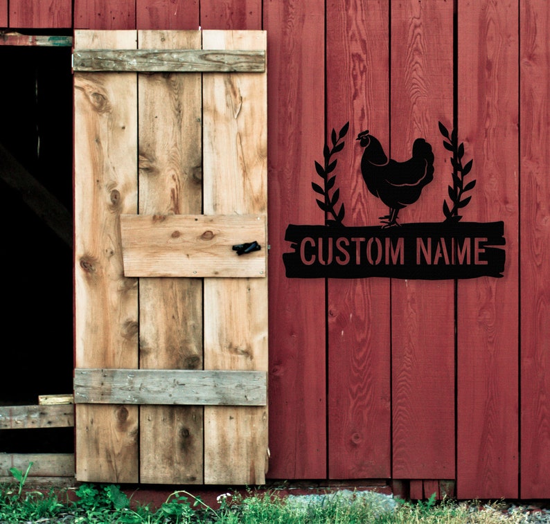 Personalized Chicken Coop Sign Name,Chicken coop Wall Art,Custom Chicken Metal Sign,Farm house Decor,Hen house Sign,Farm Decor,Barn Decor