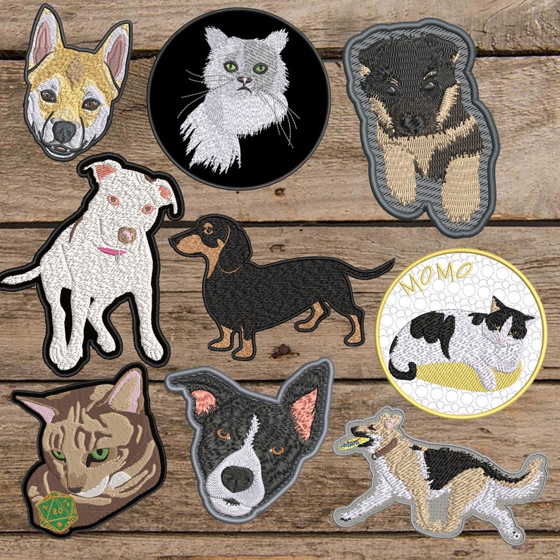 Personalized Pet Embroidery Patch, Custom Animal Patch, Custom Pet Design, Embroidered Pet Patch Gift