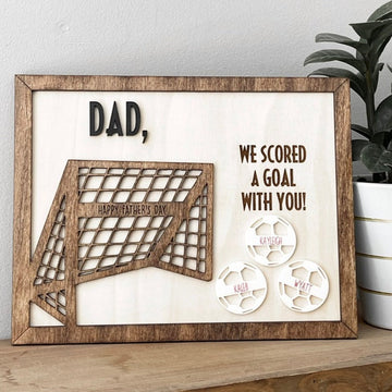 Soccer Father s Day Sign Coah Soccer Dad Gift Personalized Soccer Balls Grandpa Uncle Dads Birthday Wooden Sign Acrylic Scored the Goal