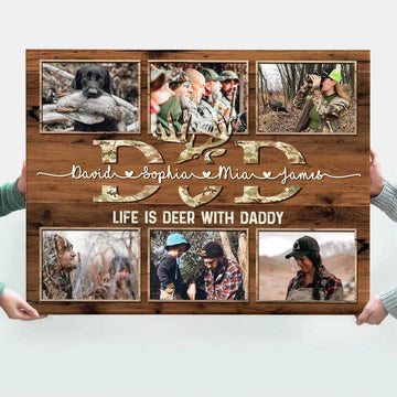 Hunting Dad Photo Collage Canvas, Hunting Father's Day Gifts For Dad, Deer Hunting Gifts For Him, Hunting Dad Signs, Best Gifts For A Hunter