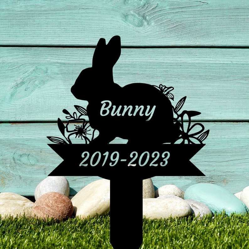 Rabbit Bunny Memorial Stake Personalized, Rabbit Grave Markers Stake, Bunny Metal Garden Stake, Remembrance Stake Bunny Lover Sympathy Sign