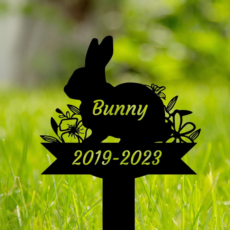 Rabbit Bunny Memorial Stake Personalized, Rabbit Grave Markers Stake, Bunny Metal Garden Stake, Remembrance Stake Bunny Lover Sympathy Sign