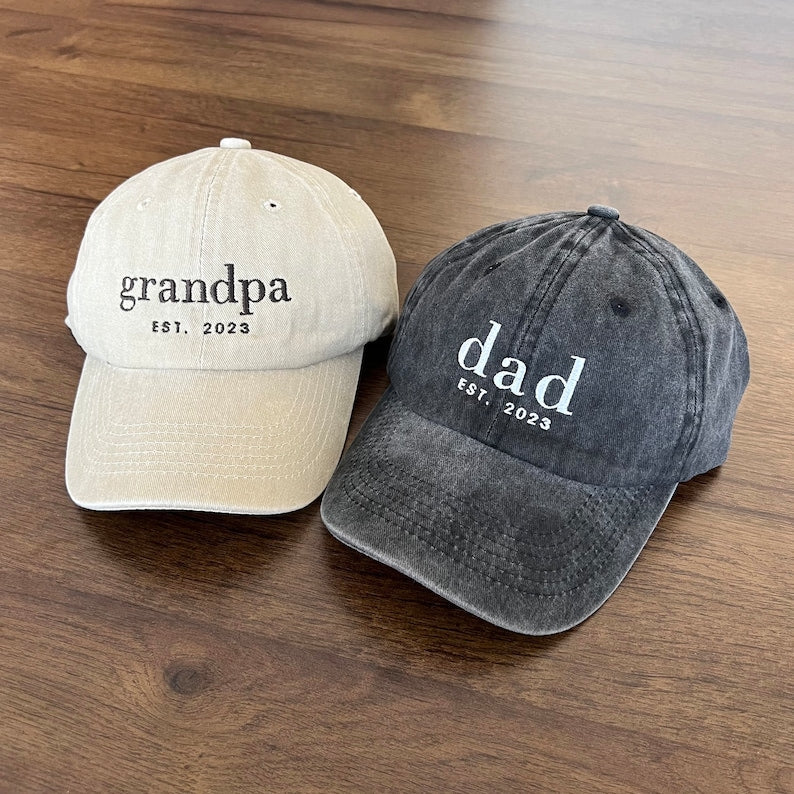 Grandpa, Dad With Date Embroidered Cap