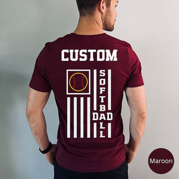 Custom Softball Shirt For Dad, Personalized T-Shirt For Coach Gift For Husband Game Day Tee For Men, Fathers Day Tshirt for Sports Dad Idea