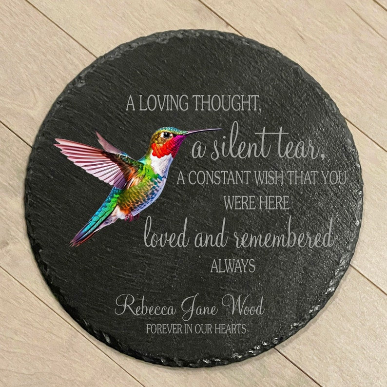 A Silent Tear Memorial Garden Stone, Sympathy Gift, Slate Grave Marker, Keepsake, Remembrance, Bereavement Gift, Loss of a Loved One