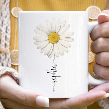 Daisy Name Mug, Daisy Gifts, Daisy Flower Mug Personalized, Daisies Gift, Daisy Lover Mug, Daisy Coffee Cup, Custom Wildflower Floral Mug