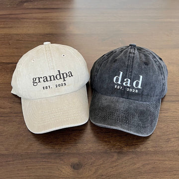 Grandpa, Dad With Date Embroidered Cap