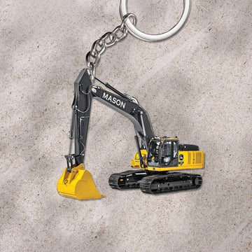 Excavator Personalized Keychain, Excavator 2D Flat Keychain, Excavator Driver Gift