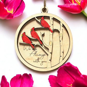 Cardinal Ornament Sympathy Bereavement Memorial Gift thinking of You - We are always with you Gift three beautiful Cardinals