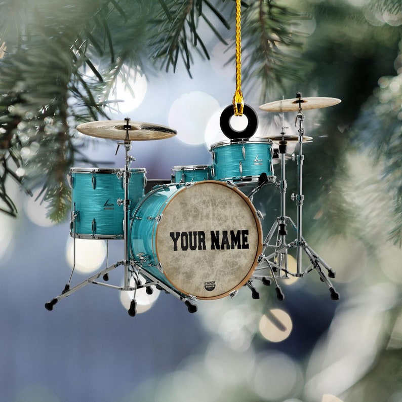 Personalized Name Drum Ornament, 2D PRINTED ORNAMENT, Christmas Gifts For Drummer, Custom Ornaments Gift For Drum Lovers, Drum Ornament