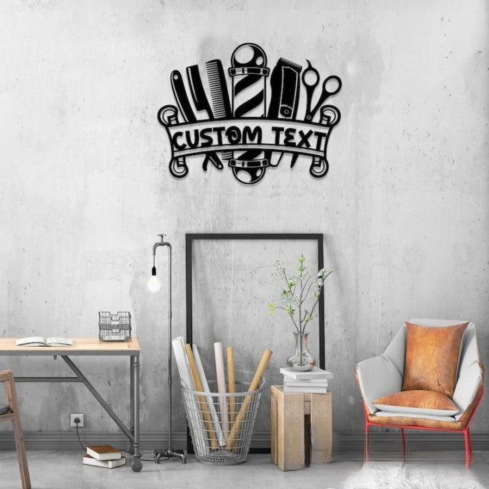 Personalized Barber Shop Metal Sign, Personalized Barber Shop Name Sign Decoration For Room, Hairstyle List Metal Home Decor, Gift For Him