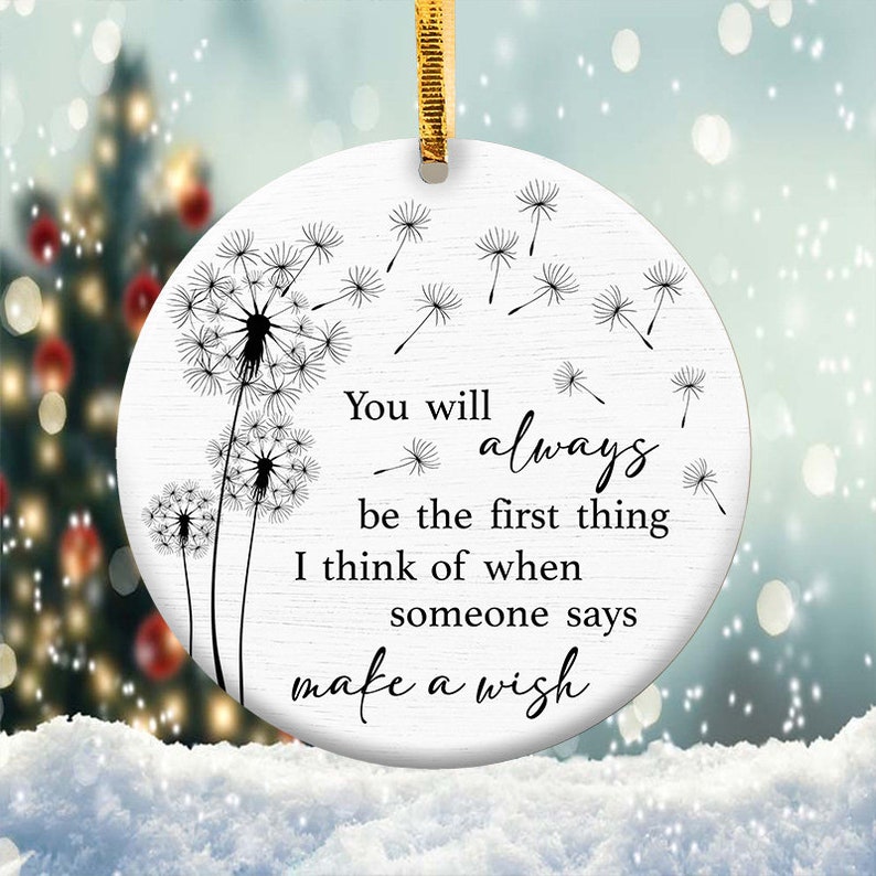 Make A Wish Memory Ornament, Round Christmas Ornament, Dandelion Xmas Ornament Gift For Family