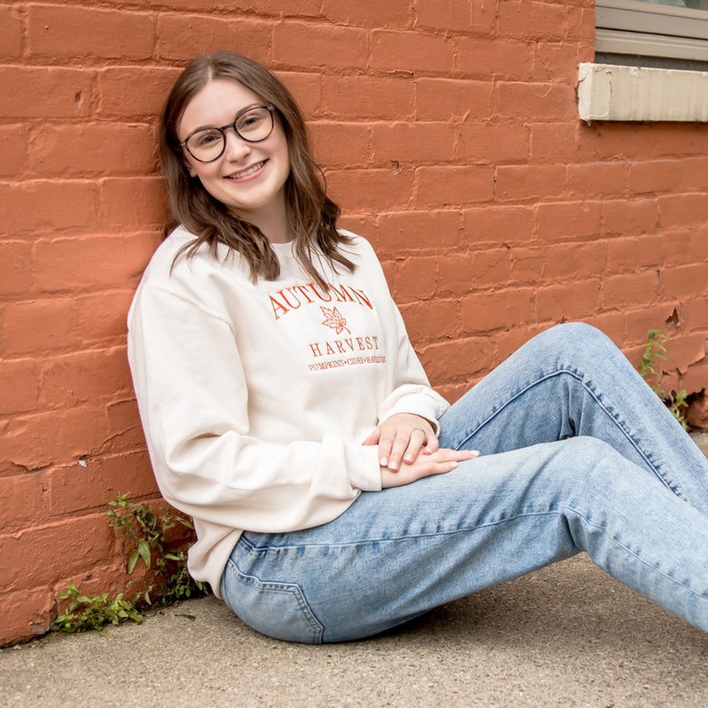 Autumn Harvest Embroidered Gemma Sweatshirt | High Quality Design, Perfect for Fall | Unisex Cozy Cotton Blend Sweatshirt | Fall Sweatshirt