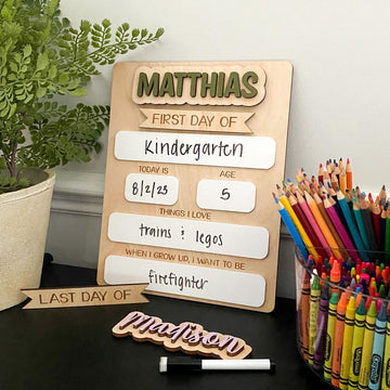 Personalized First Day of School Sign. Custom Last Day of School Sign. Wooden Sign. Kids School Sign