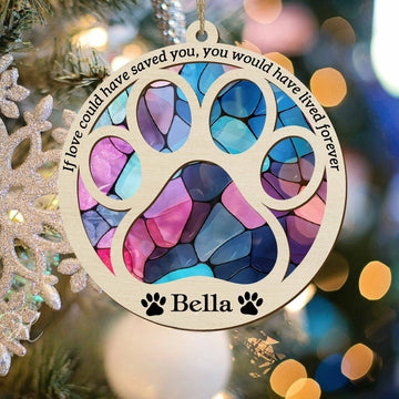 Dog Memorial Suncatcher/Loss of Pet Sympathy Gift/Memorial Suncatcher Ornament/Paw Design Personalize with Name/Pet Memorial Suncatcher Gift