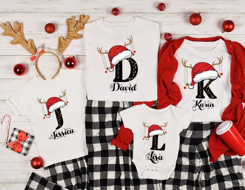 Family Christmas Name Shirt, Monogrammed Family Christmas Shirt, Personalized Christmas Family T-Shirt, Custom Christmas Shirt With Name