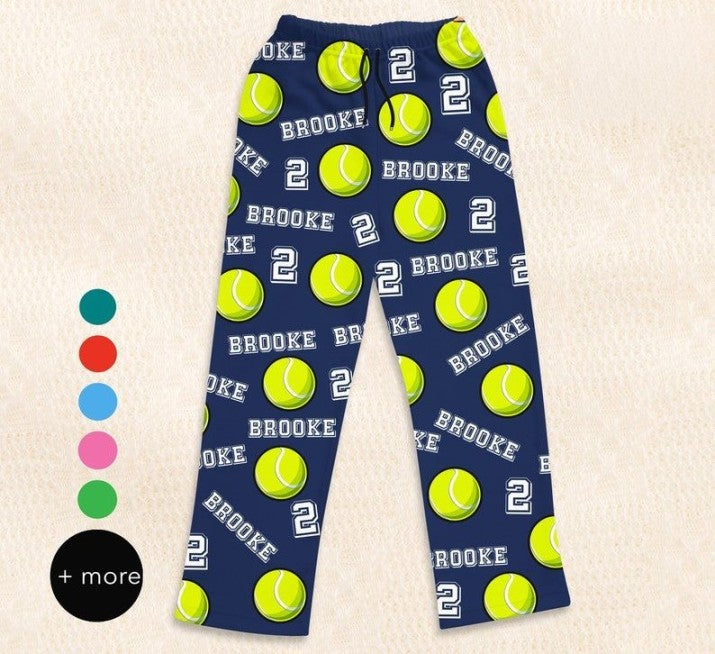 Personalized Tennis Pajama, tennis gifts for him her men woman dad mom, tennis player gift, tennis team gifts, coach gift, tennis club