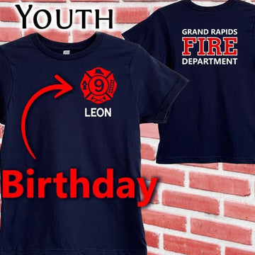 Personalized Age & Name And Optional Fire Department, Firefighter Matching T-Shirt Dad and Kids, Father's Day Gift