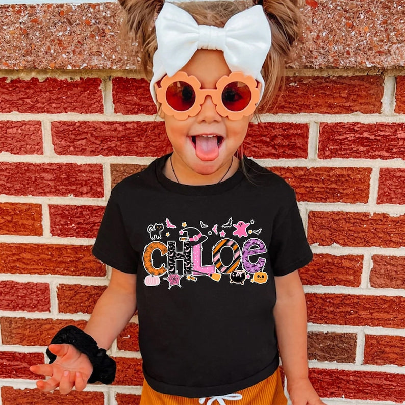 Kids Halloween Shirt, Personalized Halloween Name Shirt, Personalized Halloween Shirt, Girls Halloween Shirt, Custom Halloween Toddler Shirt