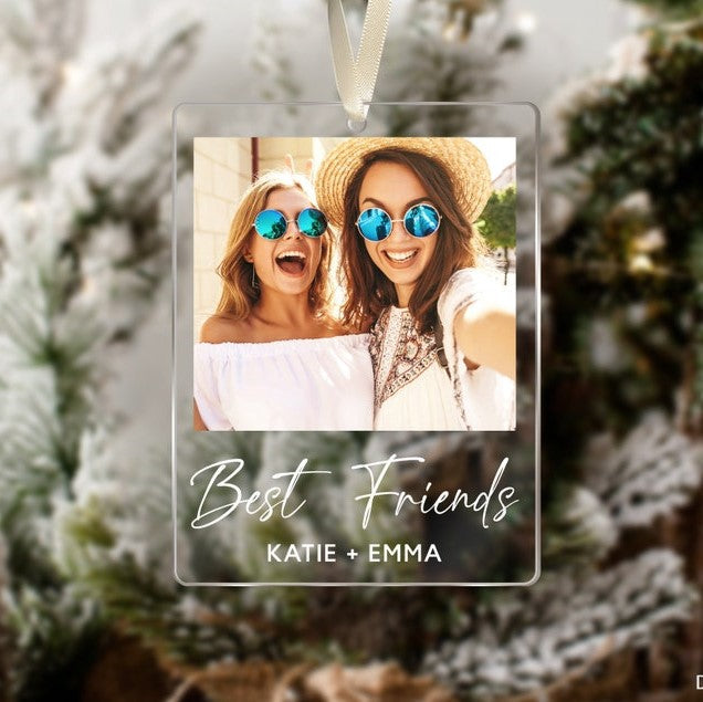 Personalized Best Friend Ornament, Custom Photo Besties Acrylic Ornament, Best Friend Christmas Gift, Sister Ornament, Friendship Keepsake