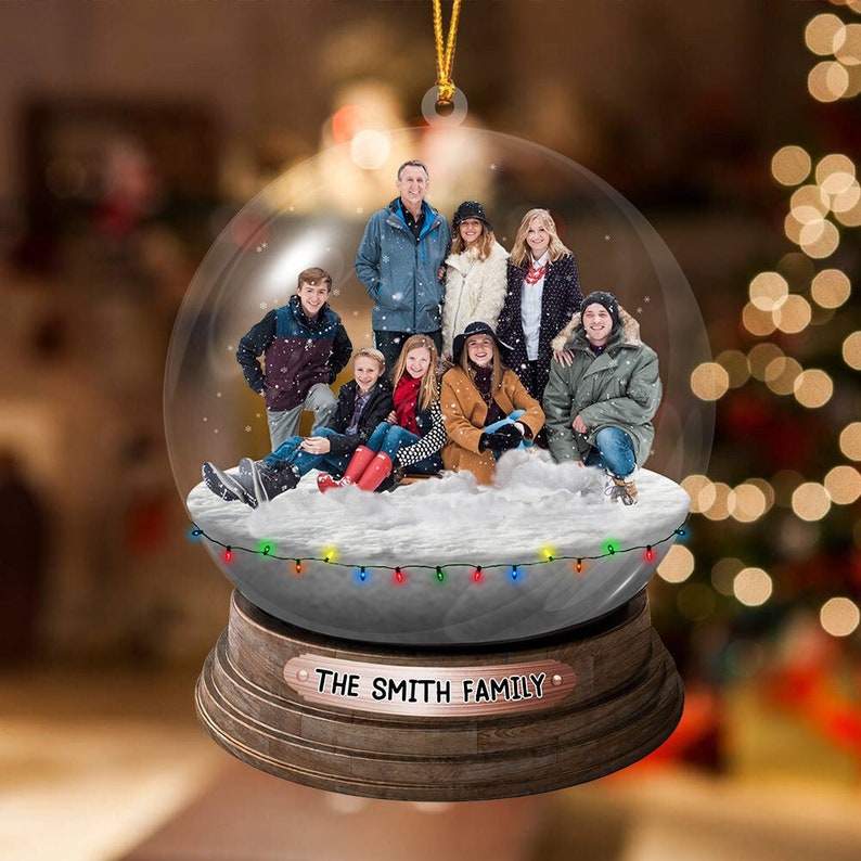 Personalized Family,Sisters,Friends,Pets In Christmas Snowball Acrylic Ornament, Custom Photo Family Ornament, Christmas With Family