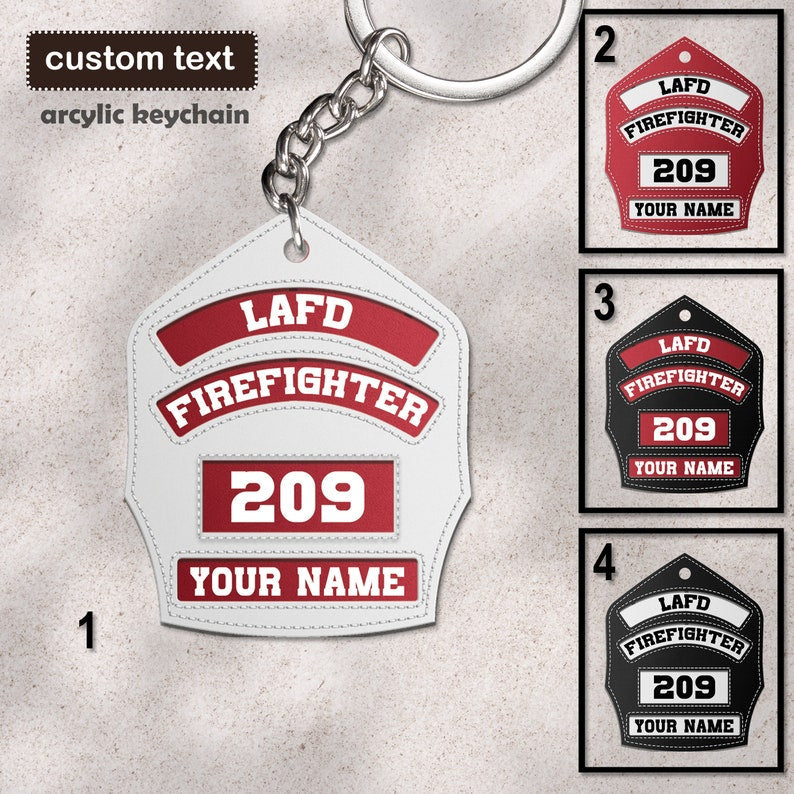 Firefighter Helmet Shield Custom Acrylic Keychain, Personalized Dad Firefighter Keychain, Gift For Fireman