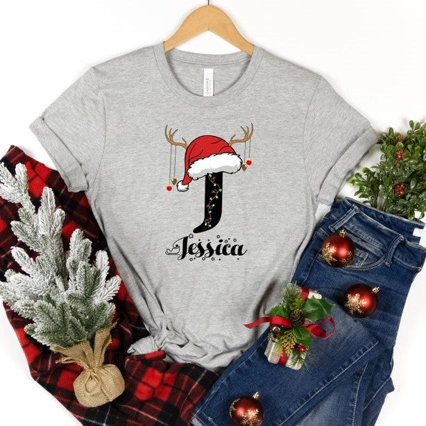 Family Christmas Name Shirt, Monogrammed Family Christmas Shirt, Personalized Christmas Family T-Shirt, Custom Christmas Shirt With Name