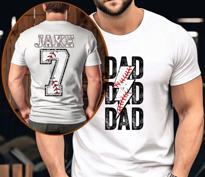 Custom Baseball Dad Shirt, Dad Baseball Tee, Sports Dad Shirt, Baseball Shirt for Him, Father Baseball Gift from Kids, Mens Baseball Shirt