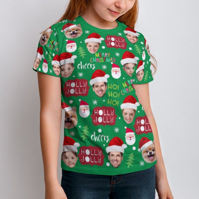 Custom Face Christmas Family Shirt, Personalized Photo T-shirt, Custom Christmas T-Shirt for Husband/Dad,Christmas Funny Tee,Christmas Gifts