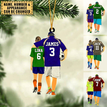 Personalized Soccer Dad And Son Daughter Ornament, Soccer Player Ornament, Custom Soccer Ornament, Soccer Keepsake, Soccer Acrylic Ornament