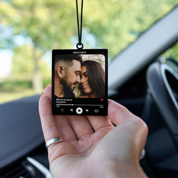 Personalised Music Photo Car Ornament, Gift for Boyfriend, Girlfriend, Anniversary, Valentines, Christmas, Car Charm Gift, Music Gift