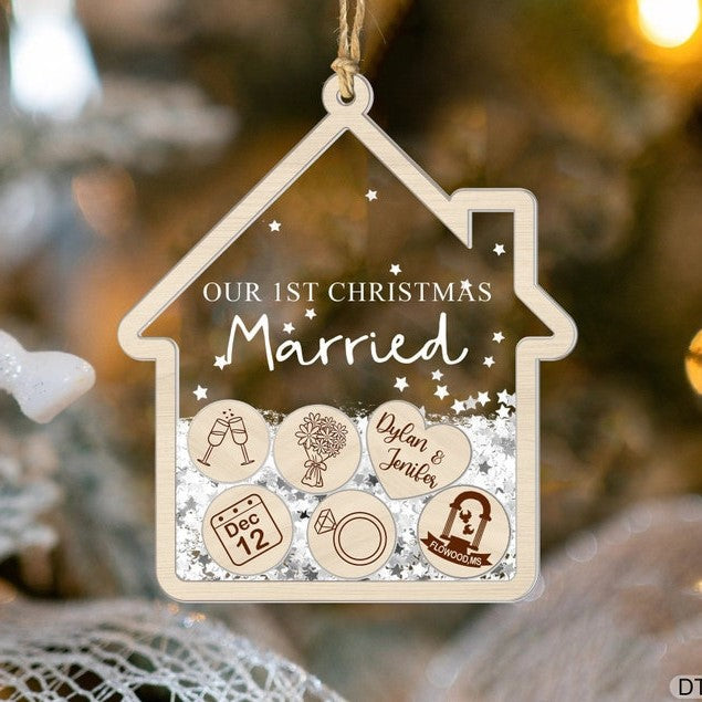 Personalized Married Ornament, First Christmas Married Ornament, Wedding Christmas Ornament, Custom Couple Ornament, Just Married Ornament