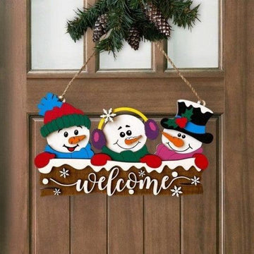 Christmas Door Hanger, Christmas Snowman Door Hanger Snowman Sign