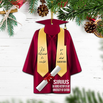 Personalized Graduation Ornament, Graduation Gown, Class Of 2024, Graduation Gifts, Graduation Christmas Customshape Ornament For Him