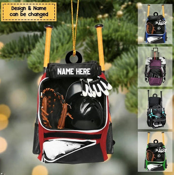 Baseball Bag 2024 Christmas Ornament, Baseball Lover Shaped Ornament, Baseball Player Acrylic/Wooden Ornament, Custom Name Ornament