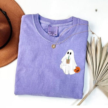 Cute Ghost Coffee Shirt, ute Little Ghost Iced Coffee t-shirt, Boo Ghost Shirt, Ghost Coffee Shirt, Halloween Coffee Lovers