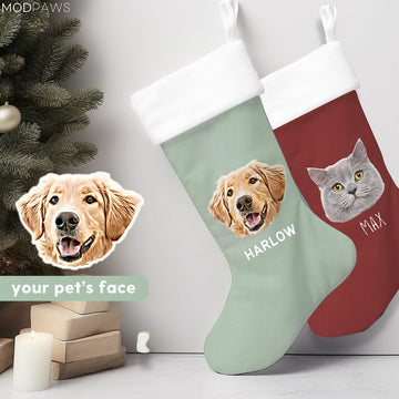 Custom Pet Stocking Using Pet's Photo + Name - Personalized Dog Stockings Dog Christmas Stocking Cat Christmas Stocking Puppy Stockings